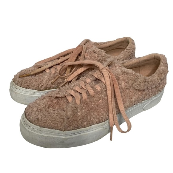 Zara Pink Faux Sherpa Lace Up Platform Fashion Sneakers - Picture 2 of 16